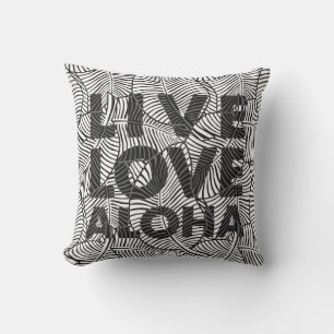 Coussin Zebra Palm Aloha Hawaiian Tropical Black and White