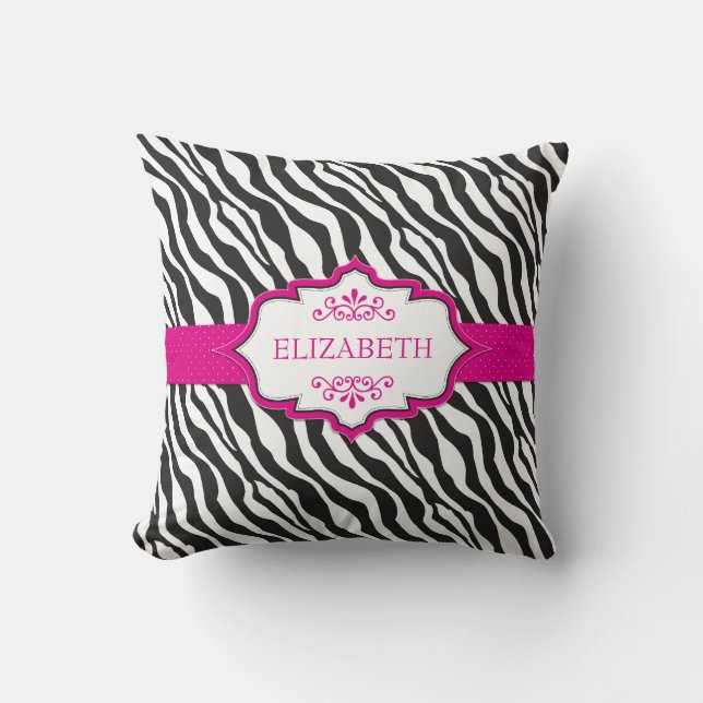 Coussin Zebra Pink Ribbon MoJo (Recto)