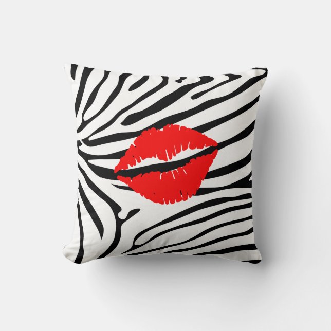 Coussin Zebra Print Red Lipstick Girl (Recto)