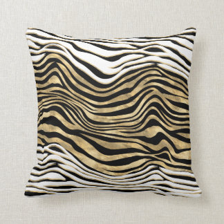 Coussin Zebra raypes poster de animal noir blanc or chic
