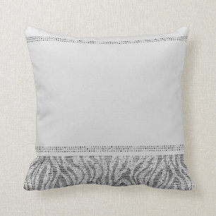 Coussin Zèbre Blanc Paillettes Étincelantes Glamour Modern