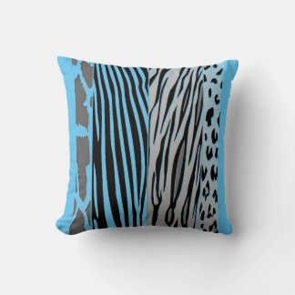 Coussin Zèbre Bleu Et Noir Imprimé