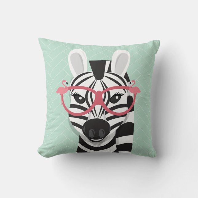 Coussin Zèbre noir blanc portant des lunettes de soleil Fl (Recto)