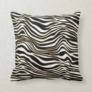Coussin Zèbre rayures poster de animal noir or blanc