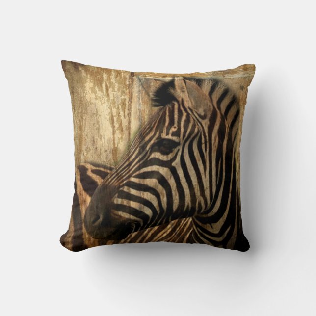 Coussin zèbre rustique d'animal de safari de l'Afrique de (Recto)