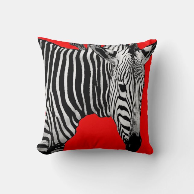 Coussin Zèbre sur le rouge - couleur de personnaliser (Recto)