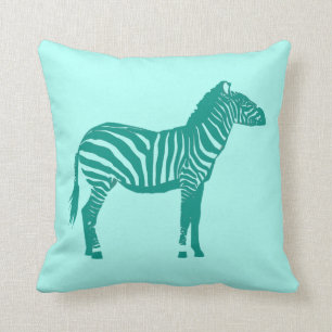 Coussin Zèbre - turquoise et Aqua