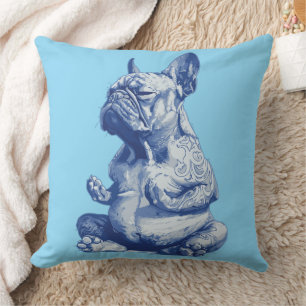 Coussin Zen Bulldog en position de méditation Art