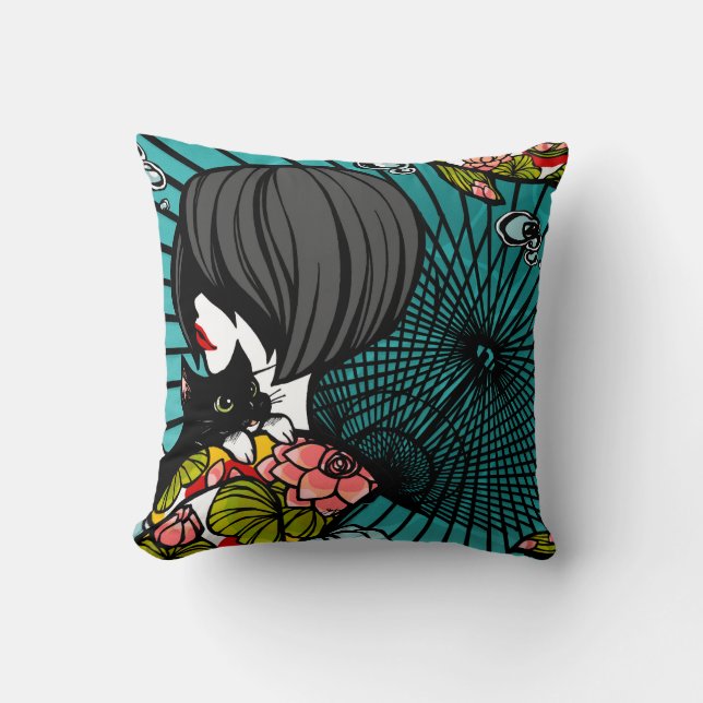Coussin Zen "Neko Koi Koi" PillowWe de SajuArt (Recto)