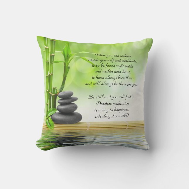 Coussin Zen, poème de méditation par l'amour curatif (Recto)