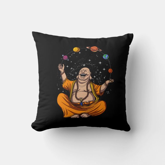 Coussin Zen Yoga Bouddha Jongler Planètes spatiales Médita (Recto)