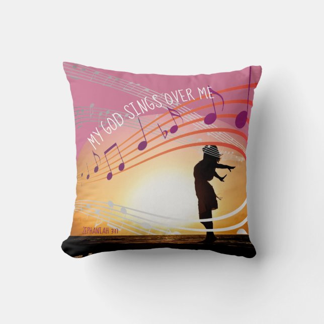 Coussin Zephanie 3:17 MON DIEU CHANTE SUR MOI Inspirationn (Recto)