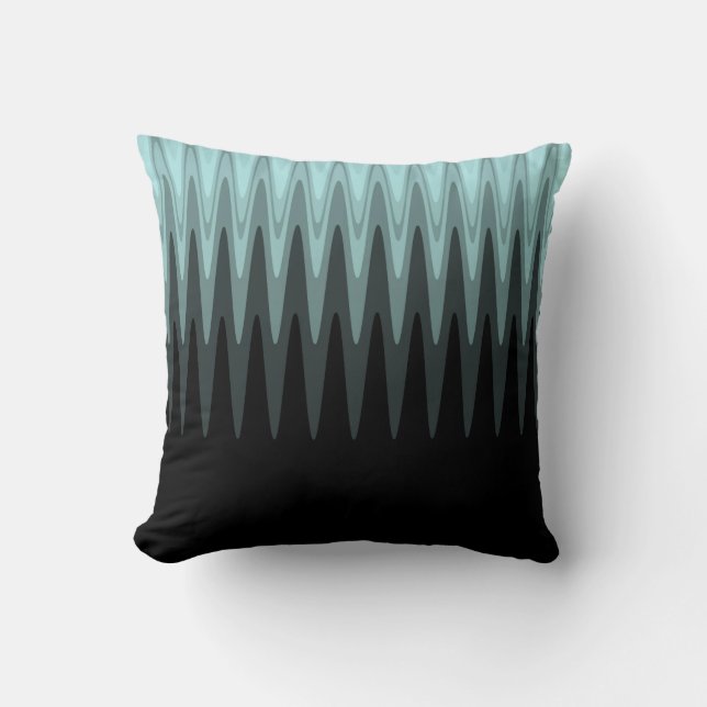 Coussin Zig Zag Turquoise noir Motif gris (Recto)