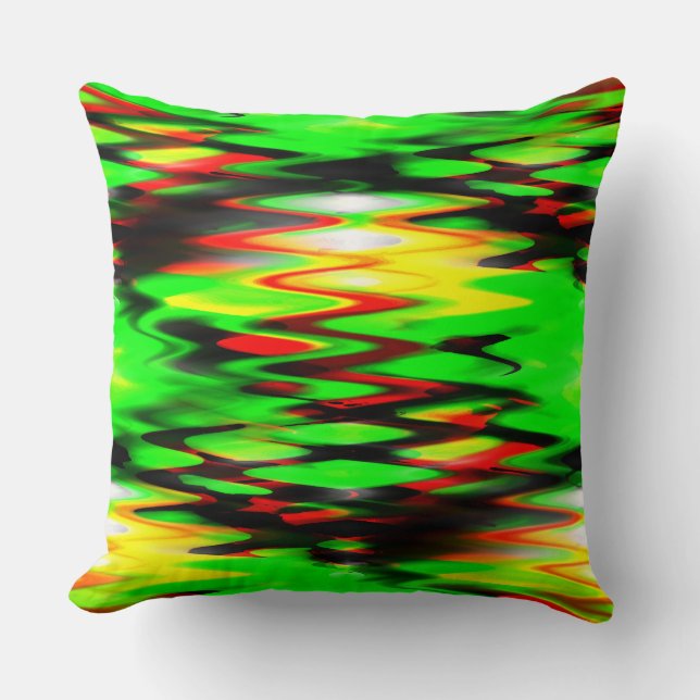 Coussin Zigzag abstrait formé en rouge et vert (Recto)