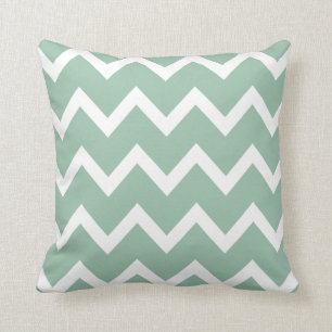 Coussin Zigzag avec Chevron vert Jade grisé