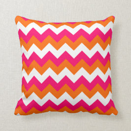 Coussin Zigzag blanc orange rose