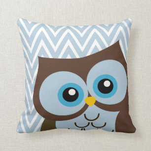 Coussin Zigzag bleu mignon de Chevron de hibou
