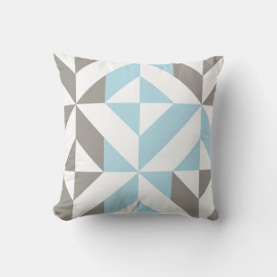 Coussin ZigZag géométrique bleu et argent