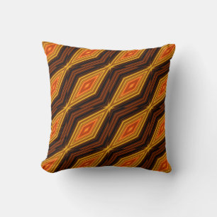 Coussin Zigzag géométrique moderne motif marron et beige