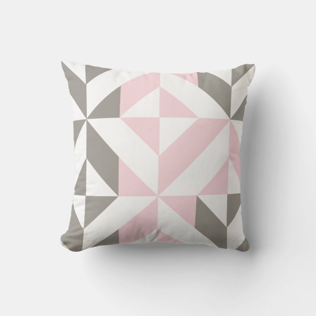 Coussin ZigZag géométrique rose et argent (Recto)