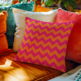 Coussin Zigzag orange et rose