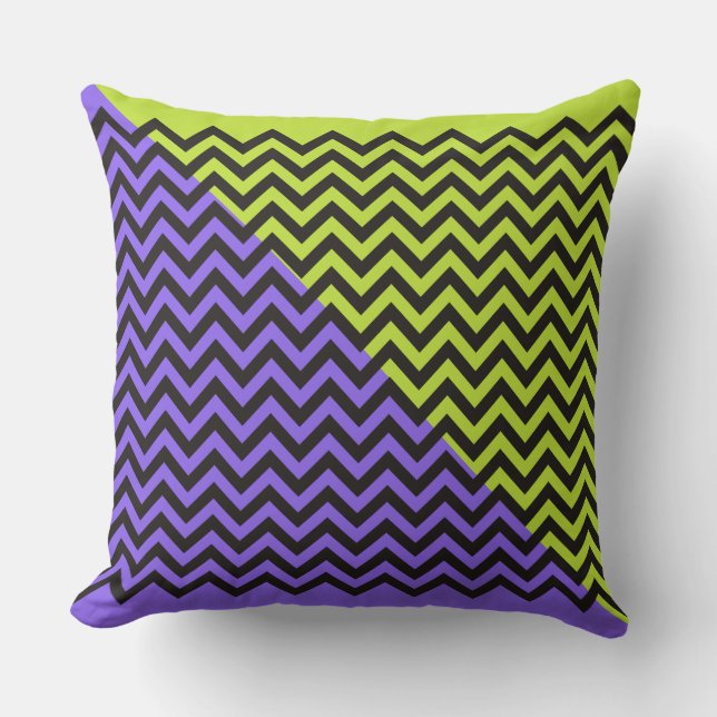 Coussin ZIGZAG pattern - black + your background & ideas (Recto)