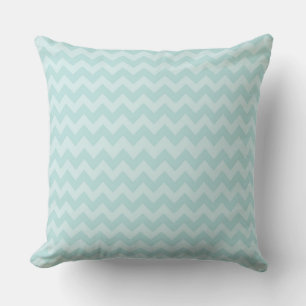 Coussin Zigzag turquoise d'Aqua de Chevron d'oeufs de merl