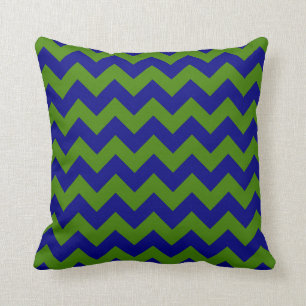 Coussin Zigzag vert et bleu marine