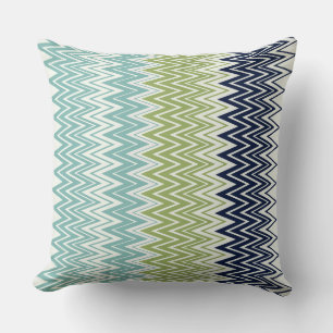 Coussin Zigzags Neptune, Seashell, Green et Navy