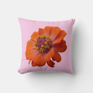 Coussin Zinnia Orange Fleur Sauvage Nature Florale