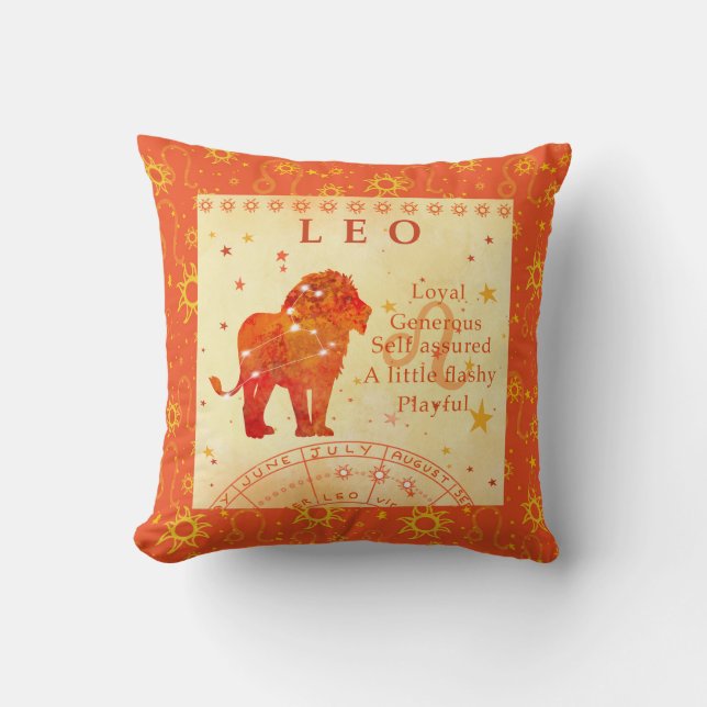 Coussin Zodiaque Vintage de Leo Retro (Recto)