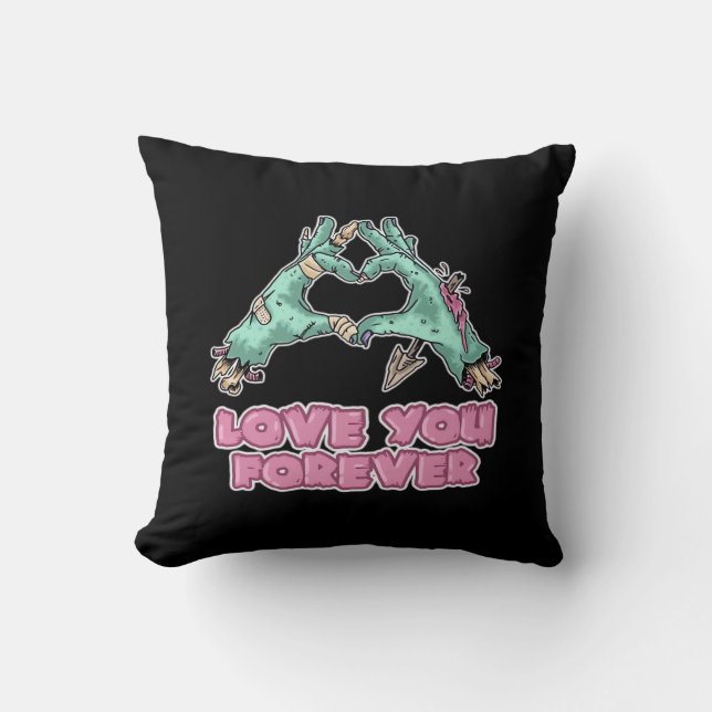 Coussin Zombie Classic - Squelette Coeur Et Mains (Recto)