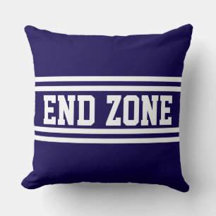 Coussin Zone de but drôle bleu marine rayures sportives bl
