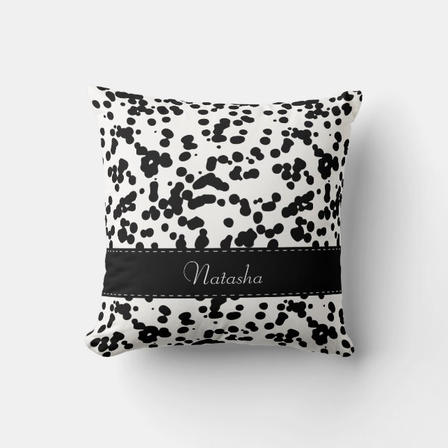 Coussin Zones dalmatiennes noires et blanches (Recto)