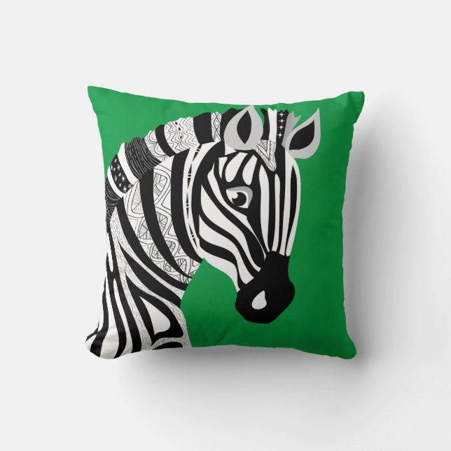 Coussin Zoo Animaux Black White Tribal Zebra Lance Oreille (Recto)