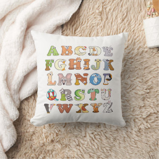 Coussin Zoo - Lettres alphabétiques sur les animaux - Appr