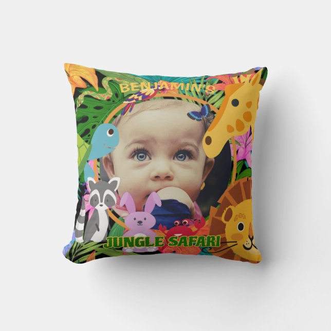 Coussin Zoo Wild Animal Jungle Safari Anniversaire de enfa (Recto)