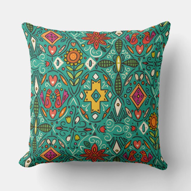 Coussin zoryana turquoise (Recto)