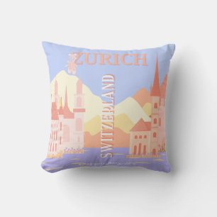 Coussin Zurich Travel Art, Suisse Travel Art