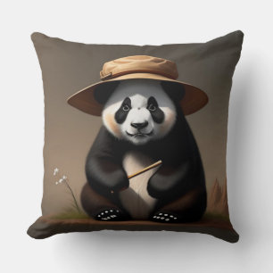 Coussins à lancer, panda trait einen Hut