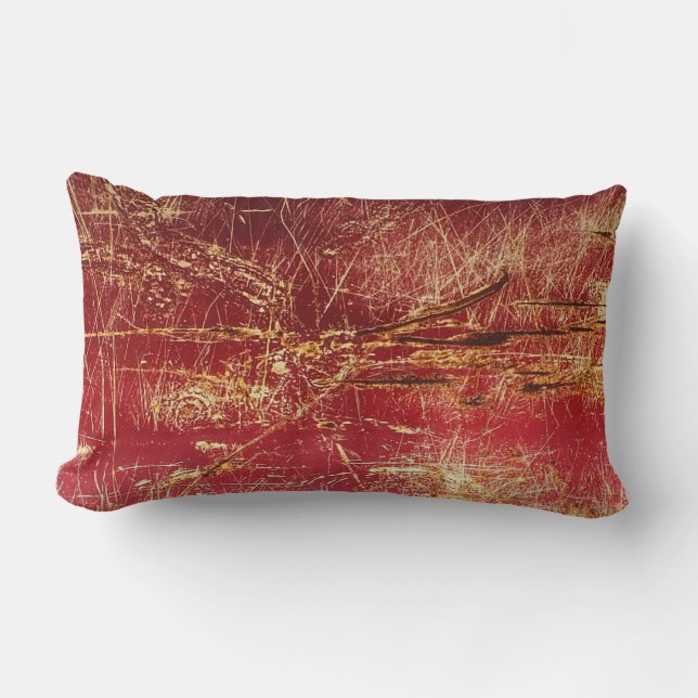 Coussins À Look Texté Rouge, Or Et Rouille (Recto)