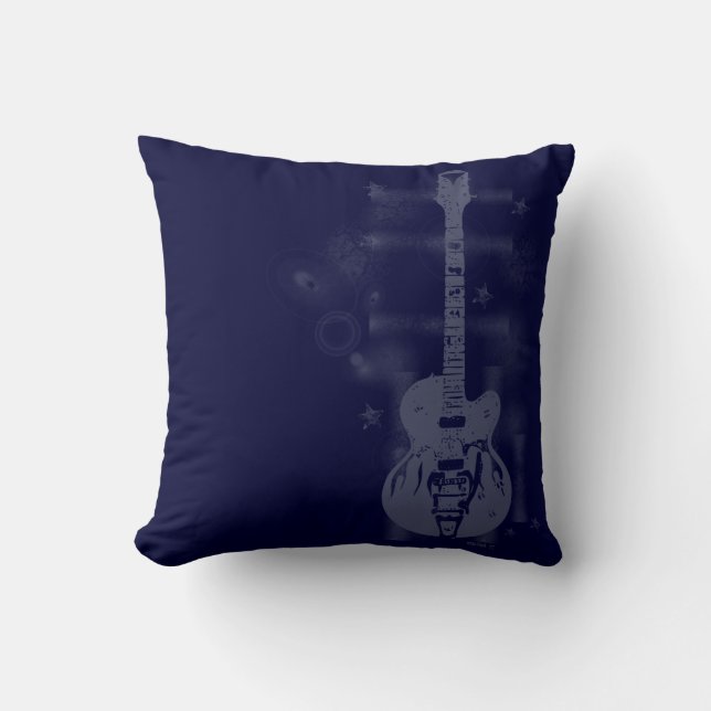 Coussins bleus graphiques de guitare (Recto)