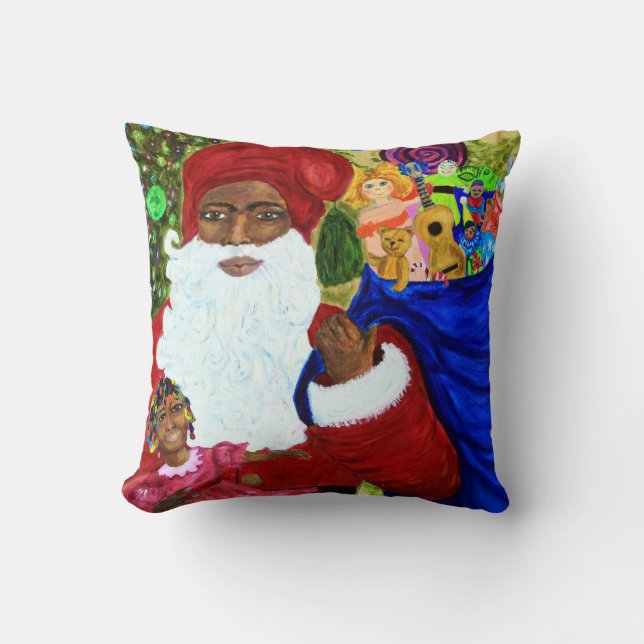 Coussins de coussin Père Noël noir - Cadeaux de No (Recto)