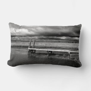 Coussins de la photo de pêche noir et blanc