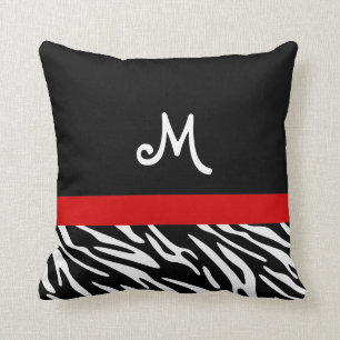 Coussins de monogramme à la mode noir et rouge z