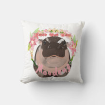 Coussins de Moo Deng Hippo