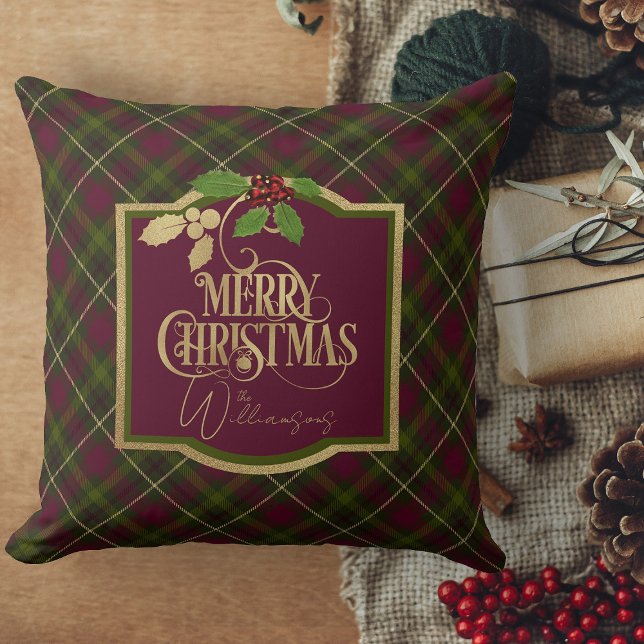 Coussins de Noël Joyeux Oreiller de Noël (Christmas pillows, Personalized Christmas throw pillow for couch or living room)