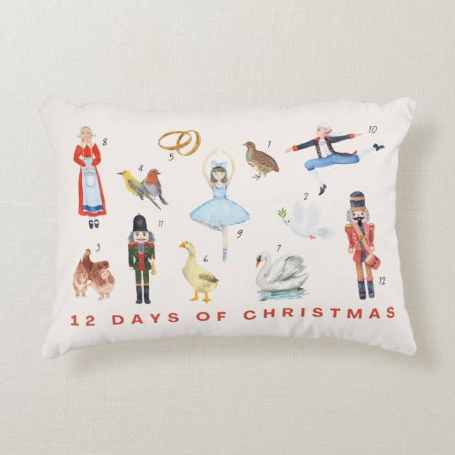 COUSSINS DÉCORATIFS 12 JOURS DE NOËL (Devant)