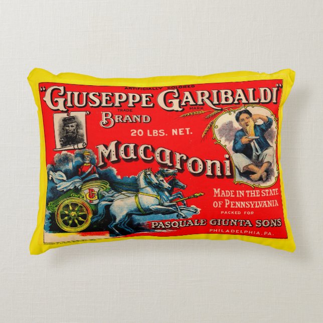 Coussins Décoratifs 1920 Giuseppe Garibaldi macaroni étiquette (Devant)