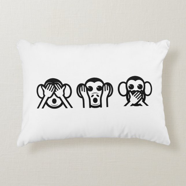 Coussins Décoratifs 3 Singes Sages Emoji (Devant)